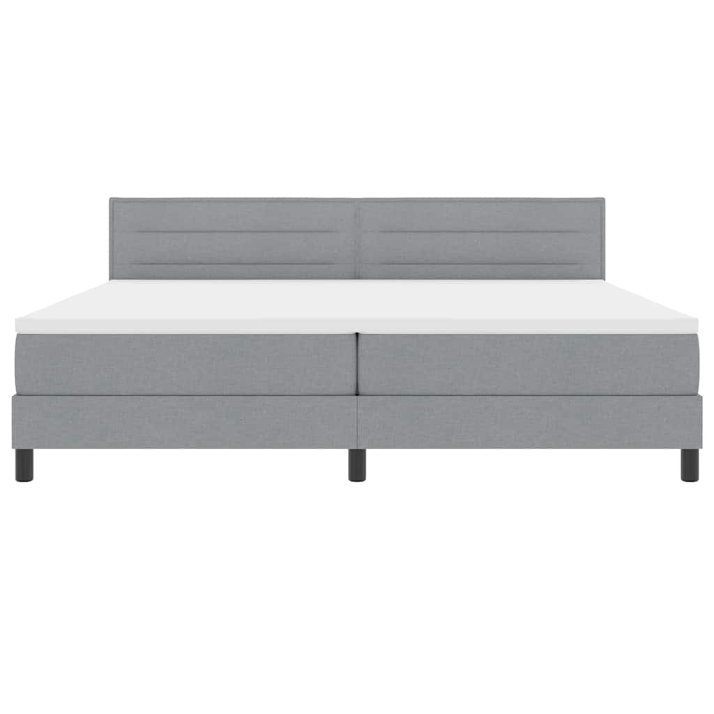 Lit à ressorts avec matelas Gris clair 200 x 200 cm tissu - XIOS