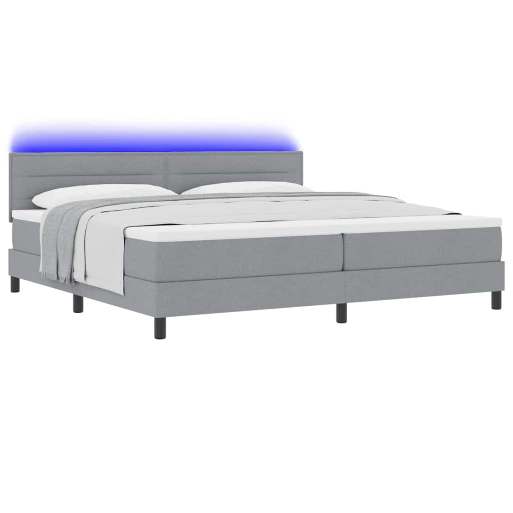 Lit à ressorts avec matelas Gris clair 200 x 200 cm tissu - XIOS