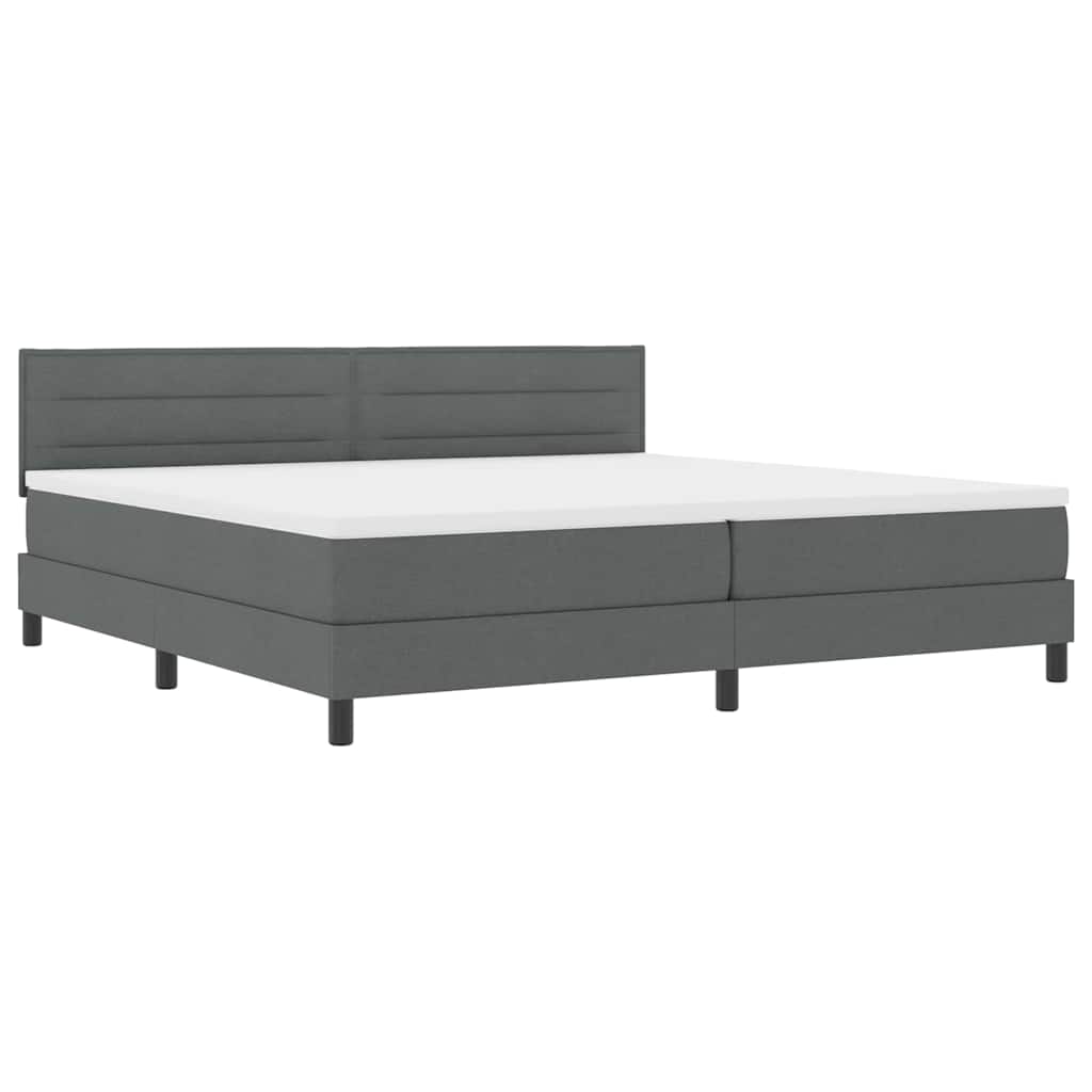 Lit à ressorts avec matelas Gris foncé 200 x 200 cm tissu