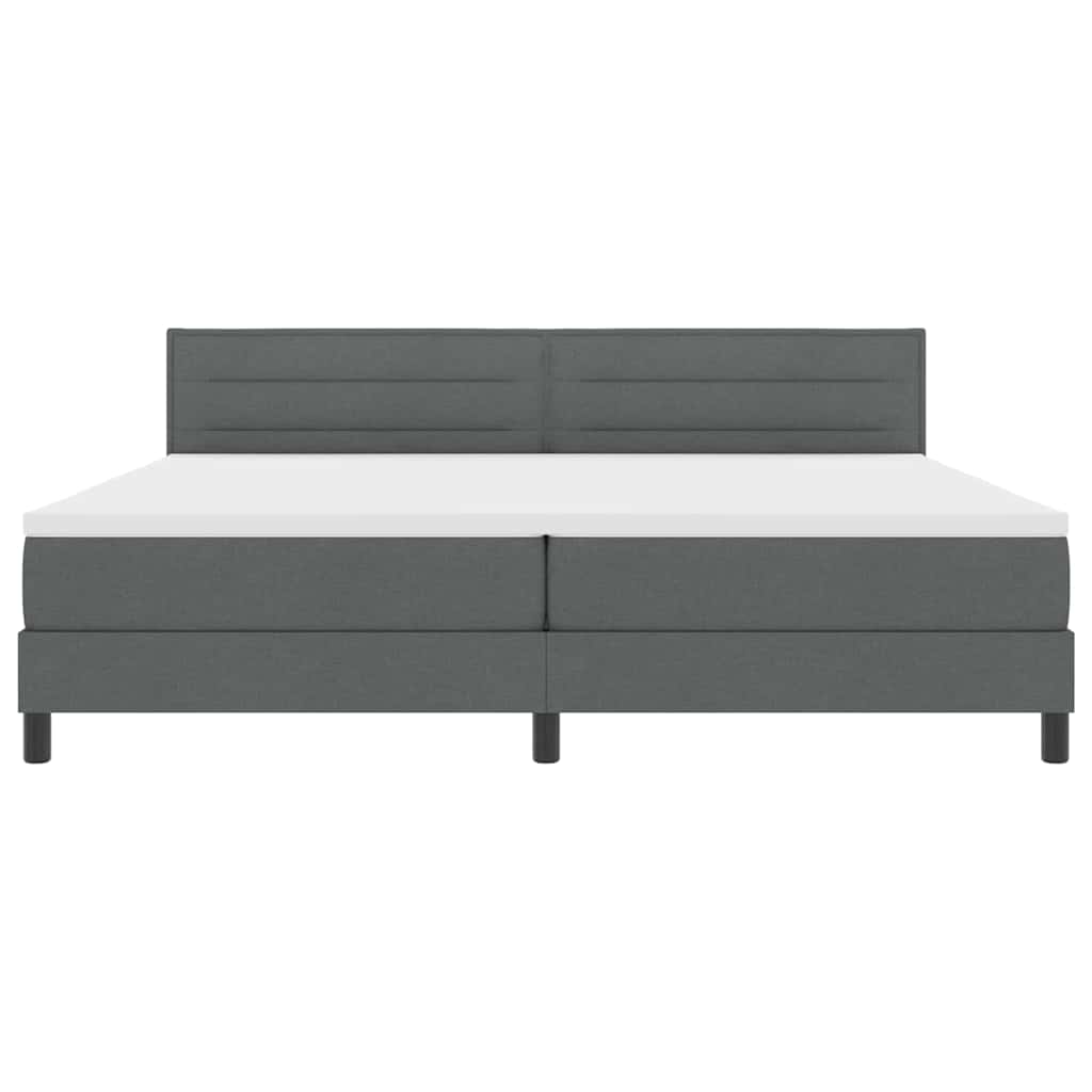 Lit à ressorts avec matelas Gris foncé 200 x 200 cm tissu
