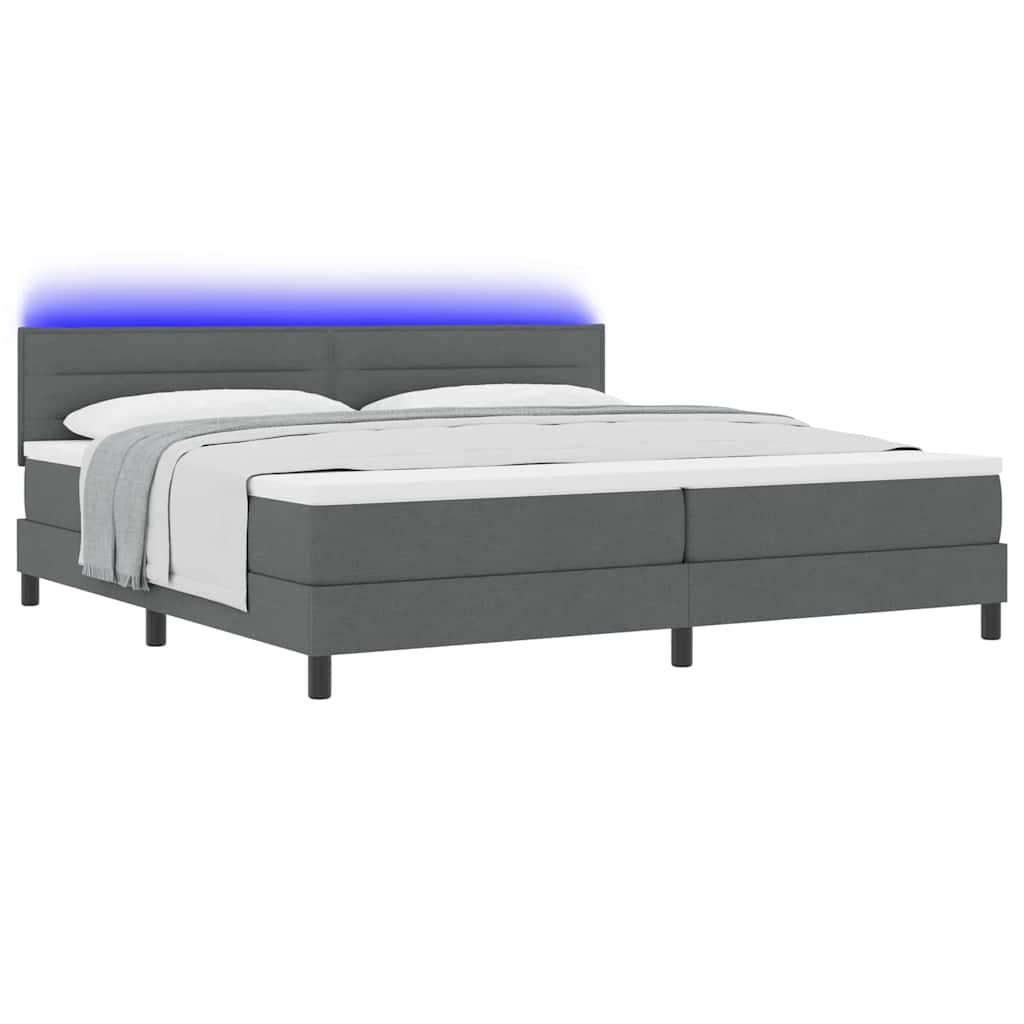 Lit à ressorts avec matelas Gris foncé 200 x 200 cm tissu