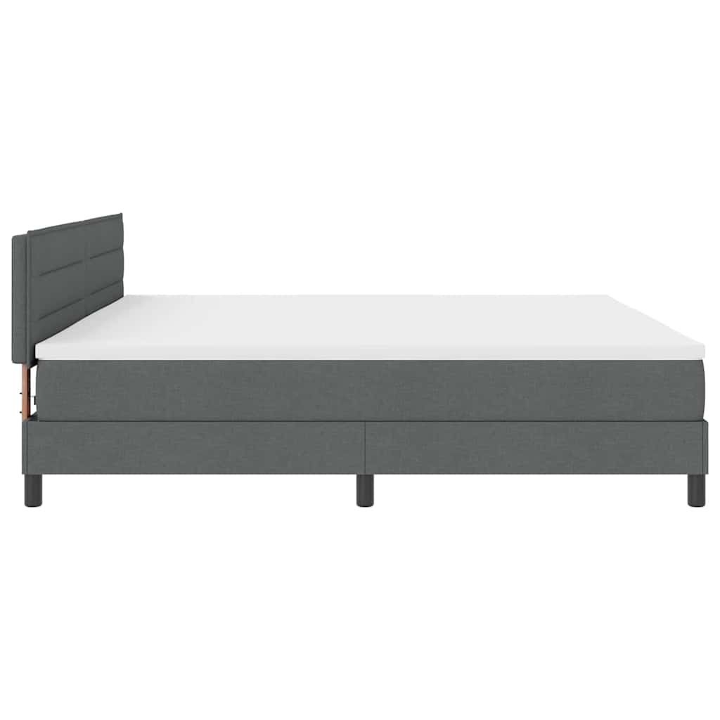 Lit à ressorts avec matelas Gris foncé 200 x 200 cm tissu