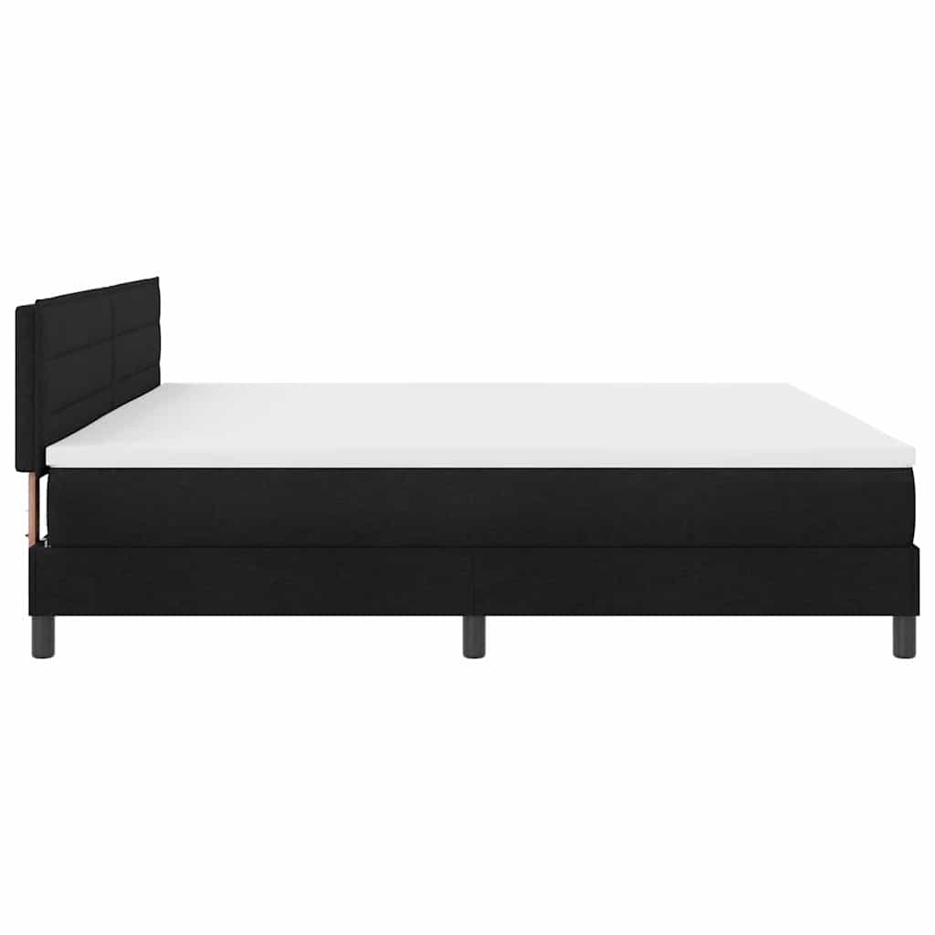 Lit à ressorts avec matelas Noir 200 x 200 cm tissu