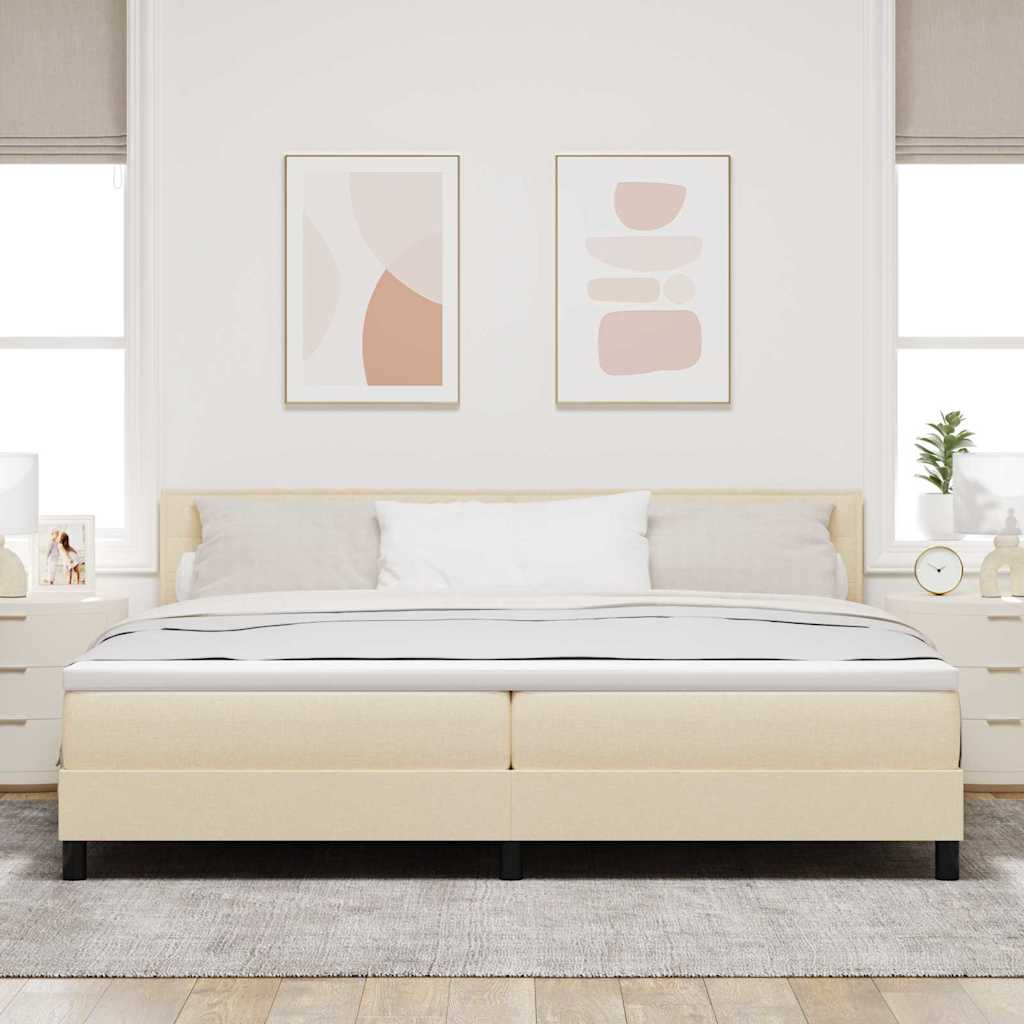 Lit à ressorts avec matelas Crème 200 x 200 cm tissu - XIOS