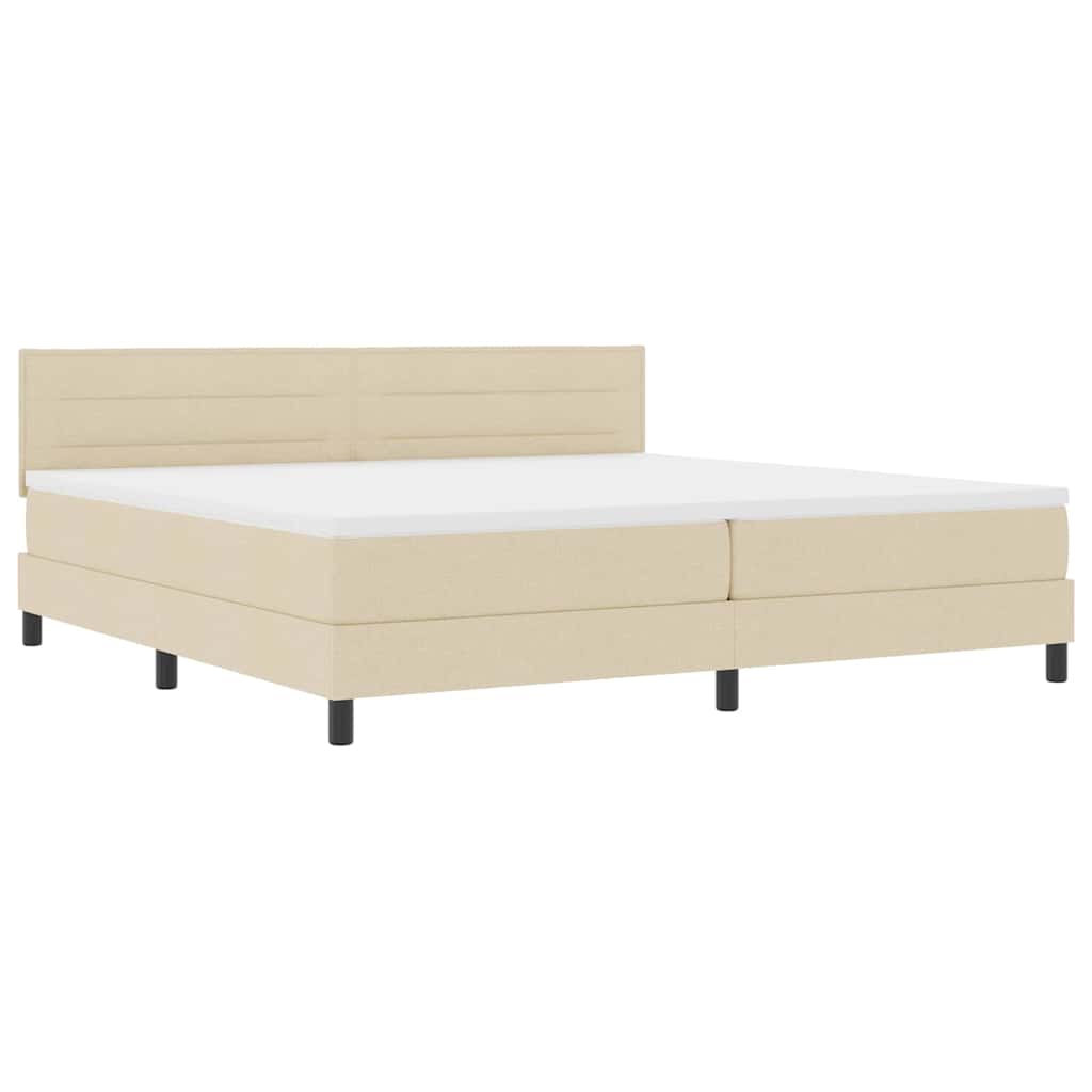 Lit à ressorts avec matelas Crème 200 x 200 cm tissu