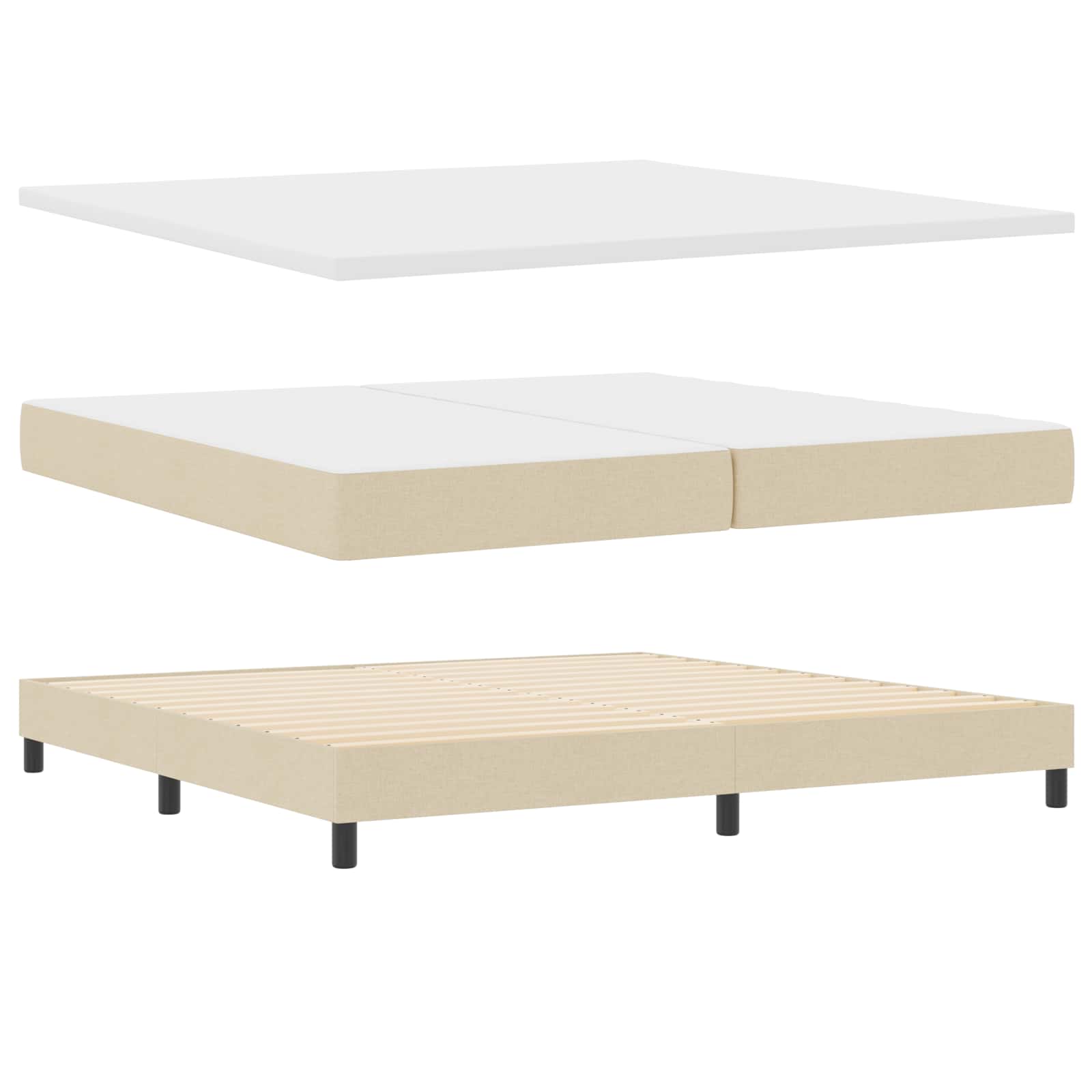Lit à ressorts avec matelas avec LED Crème 200 x 200 cm tissu - XIOS