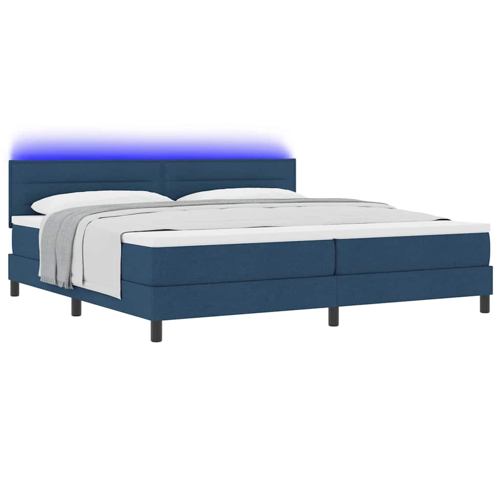 Lit à ressorts avec matelas Bleu 200 x 200 cm tissu - XIOS
