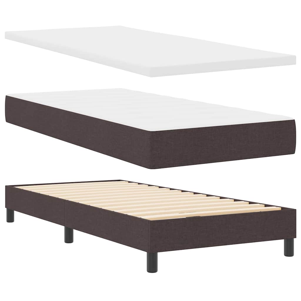 Lit à ressorts avec matelas Marron foncé 80 x 200 cm tissu - XIOS