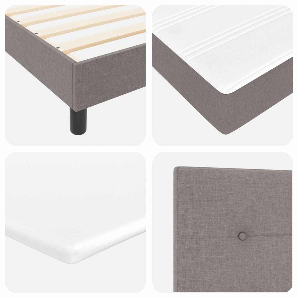 Lit à ressorts avec bandes LED Taupe 100 x 200 cm tissu