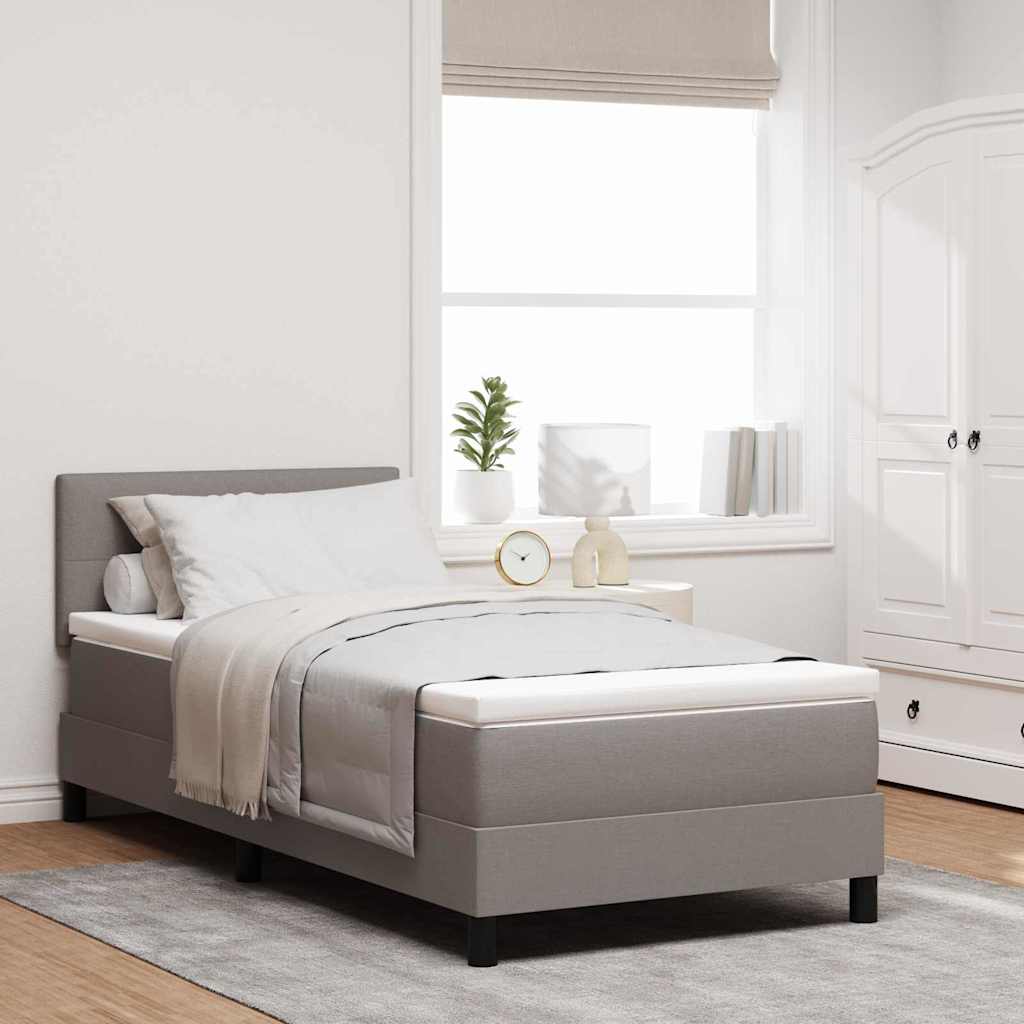 Lit à ressorts avec bandes LED Taupe 100 x 200 cm tissu