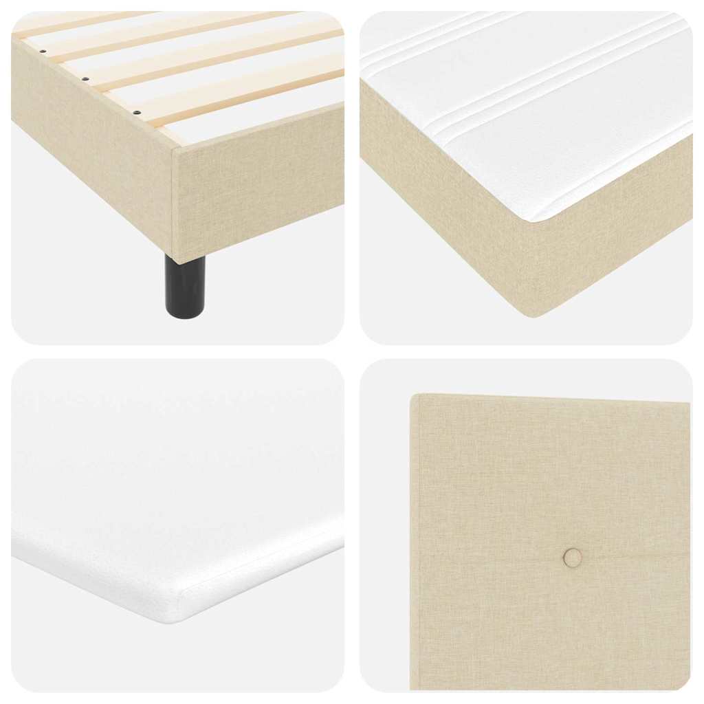 Lit à ressorts avec bandes LED Crème 100 x 200 cm tissu