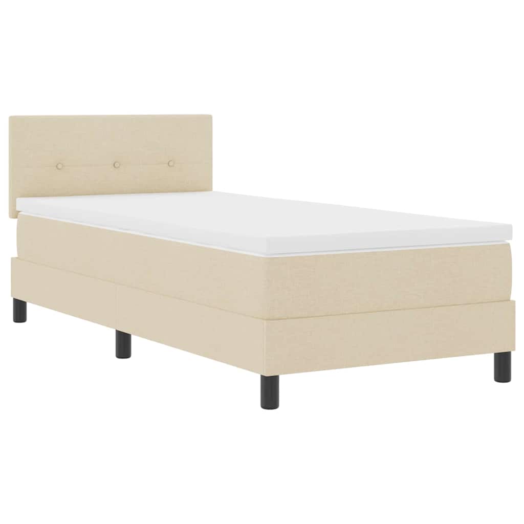 Lit à ressorts avec bandes LED Crème 100 x 200 cm tissu