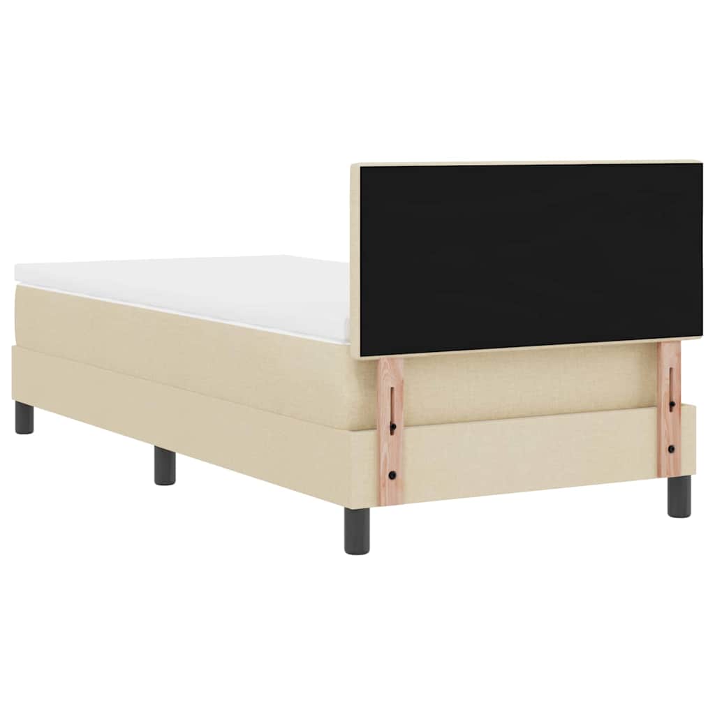 Lit à ressorts avec bandes LED Crème 100 x 200 cm tissu
