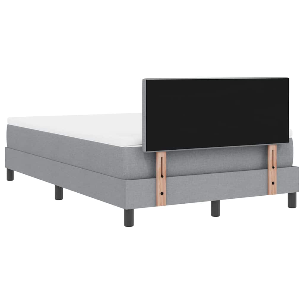 Lit à ressorts avec bandes LED Gris clair 120 x 190 cm tissu