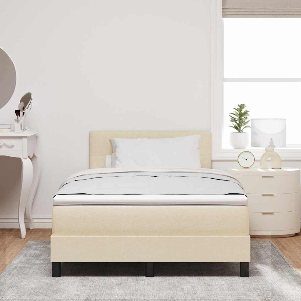 Lit à ressorts avec bandes LED Crème 120 x 190 cm tissu