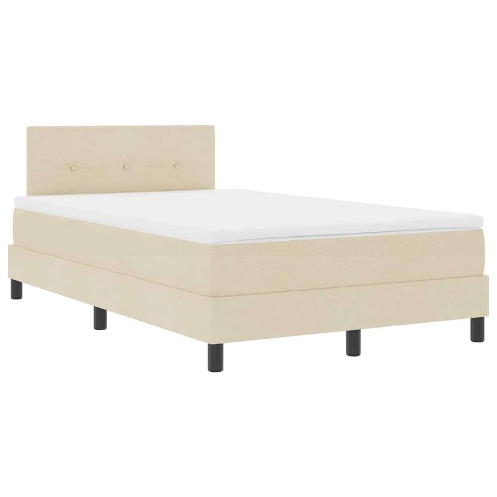 Lit à ressorts avec bandes LED Crème 120 x 190 cm tissu