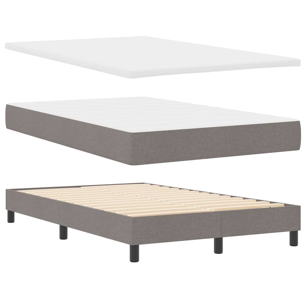 Lit à ressorts avec bandes LED Taupe 120 x 200 cm tissu