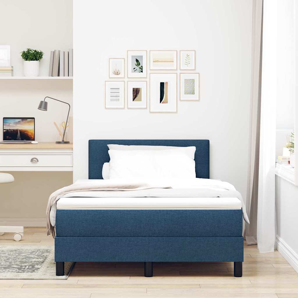 Lit à ressorts avec matelas Bleu 120 x 200 cm tissu - XIOS