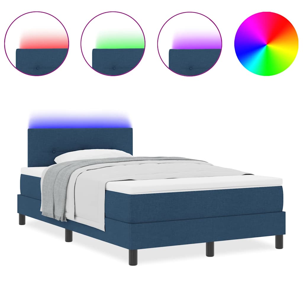 Lit à ressorts avec matelas Bleu 120 x 200 cm tissu - XIOS