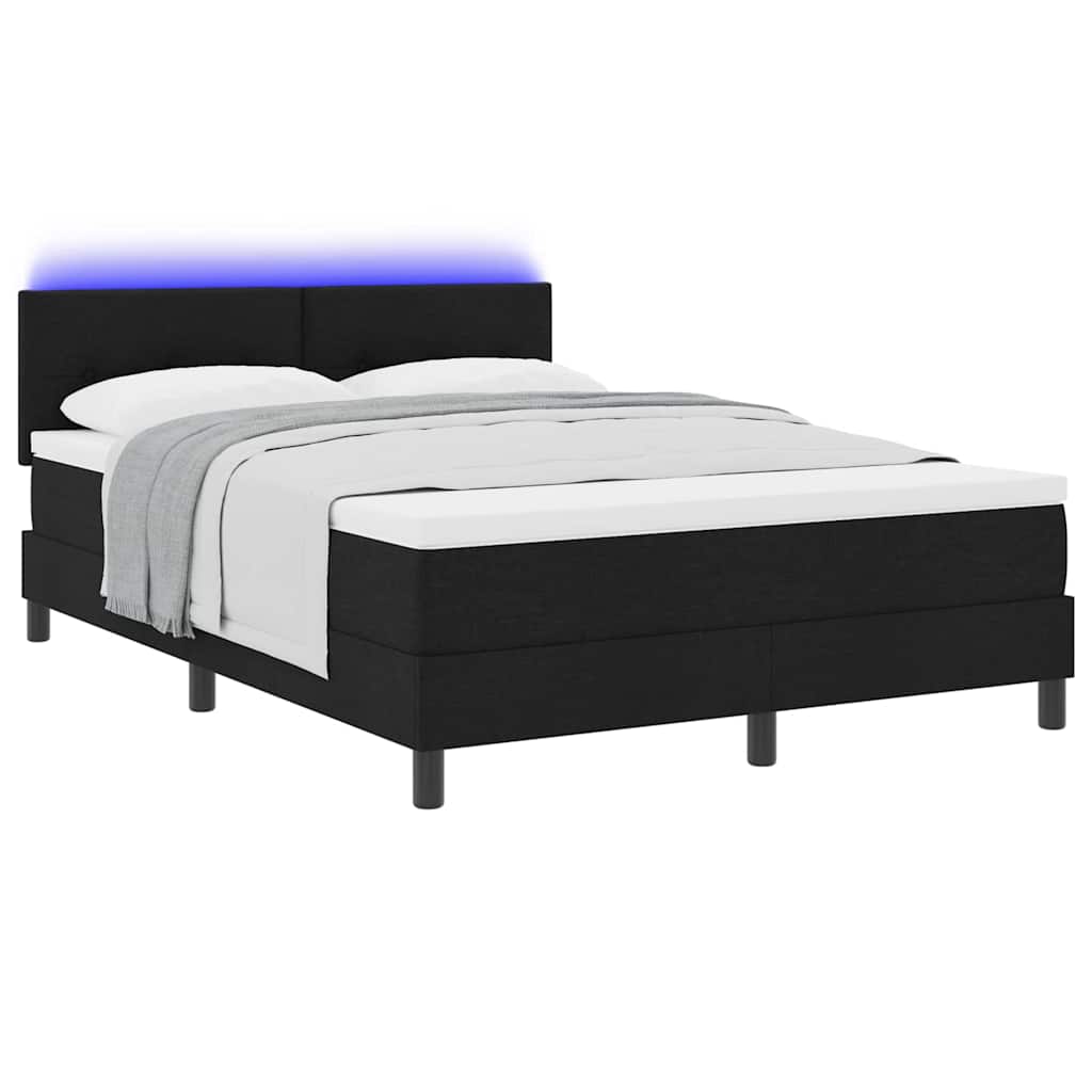 Lit à ressorts avec matelas avec LED Noir 140 x 200 cm tissu - XIOS