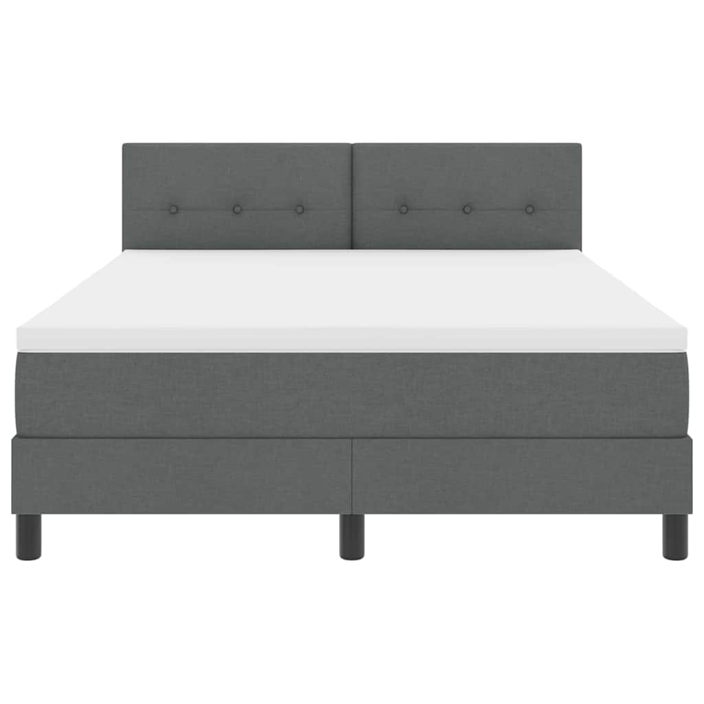 Lit à ressorts avec bandes LED Gris foncé 160 x 200 cm tissu