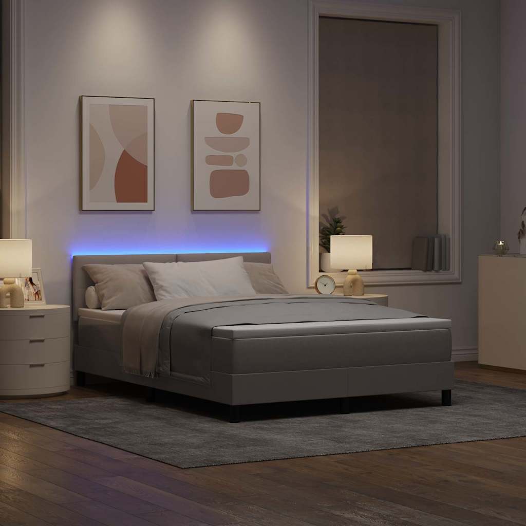 Lit à ressorts avec matelas avec LED Taupe 160 x 200 cm tissu - XIOS