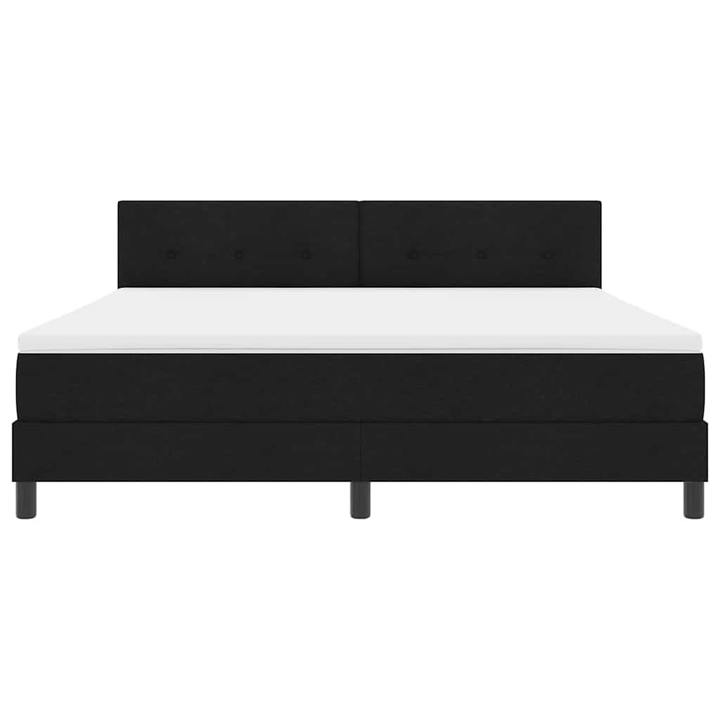 Lit à ressorts avec matelas Noir 180 x 200 cm tissu
