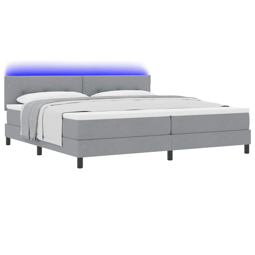 Lit à ressorts avec matelas Gris clair 200 x 200 cm tissu - XIOS
