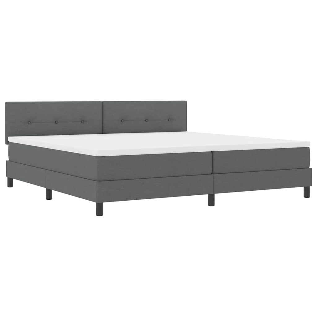 Lit à ressorts avec matelas Gris foncé 200 x 200 cm tissu