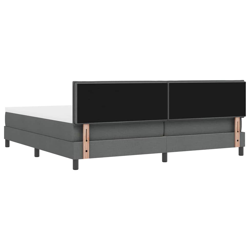 Lit à ressorts avec matelas Gris foncé 200 x 200 cm tissu