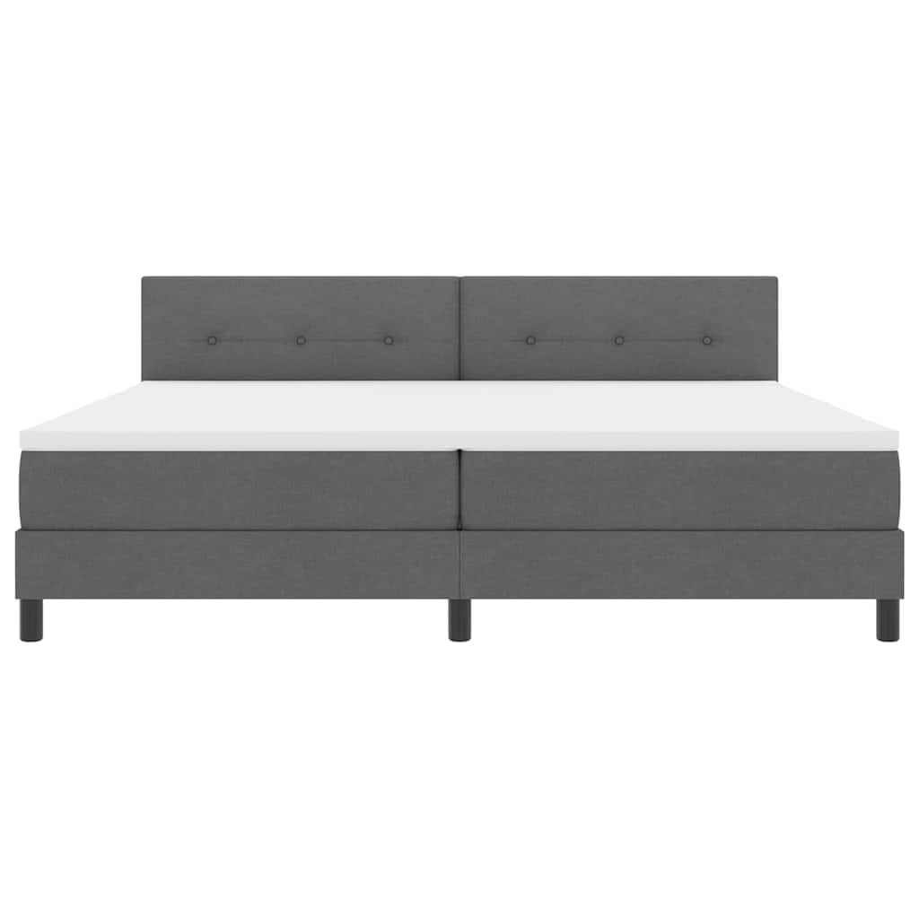 Lit à ressorts avec matelas Gris foncé 200 x 200 cm tissu