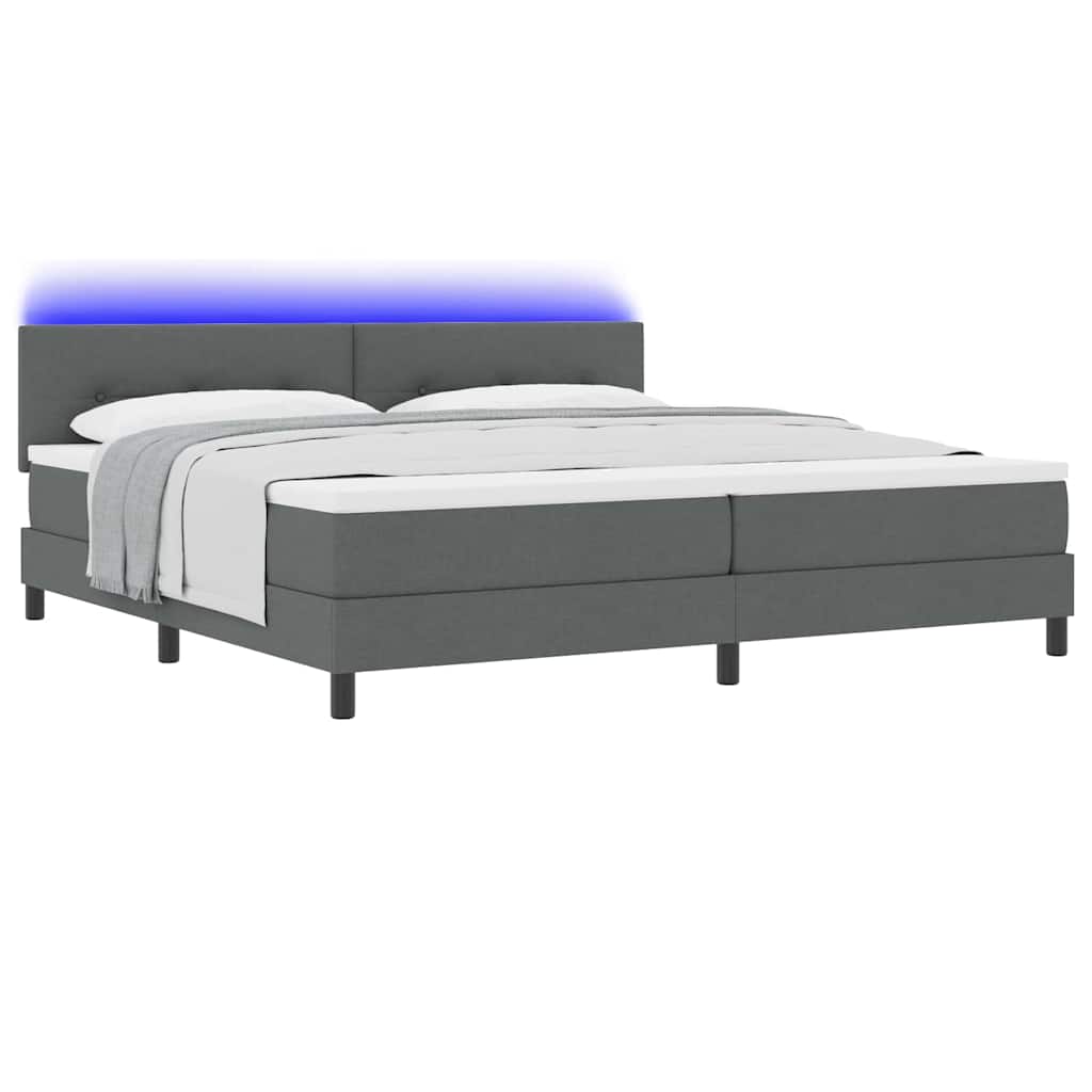Lit à ressorts avec matelas Gris foncé 200 x 200 cm tissu