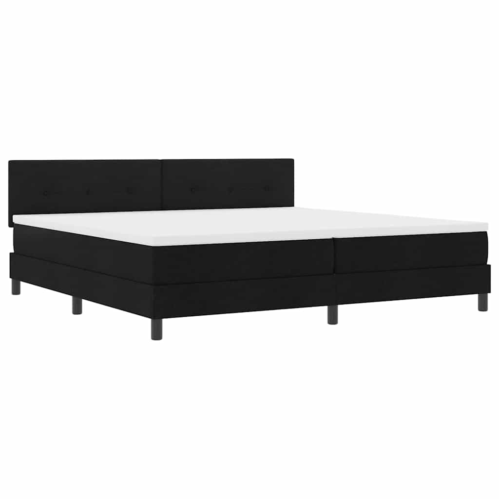 Lit à ressorts avec matelas Noir 200 x 200 cm tissu