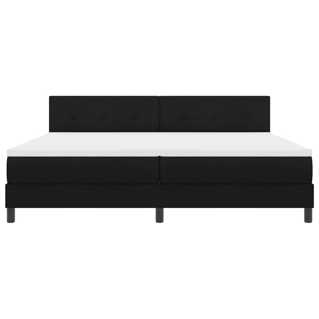 Lit à ressorts avec matelas Noir 200 x 200 cm tissu