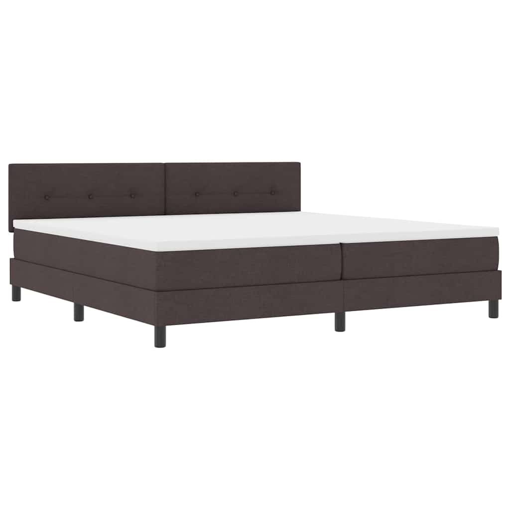 Lit à ressorts avec matelas Marron foncé 200 x 200 cm tissu