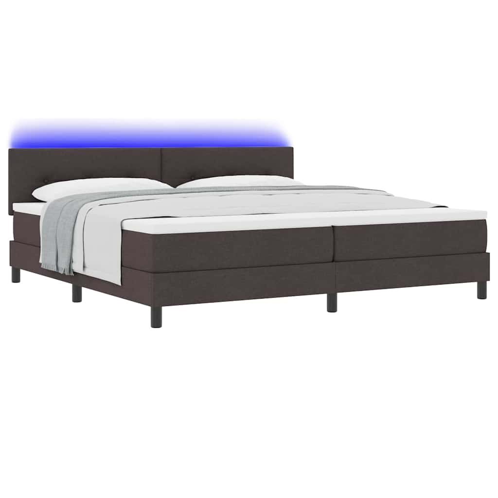 Lit à ressorts avec matelas Marron foncé 200 x 200 cm tissu - XIOS