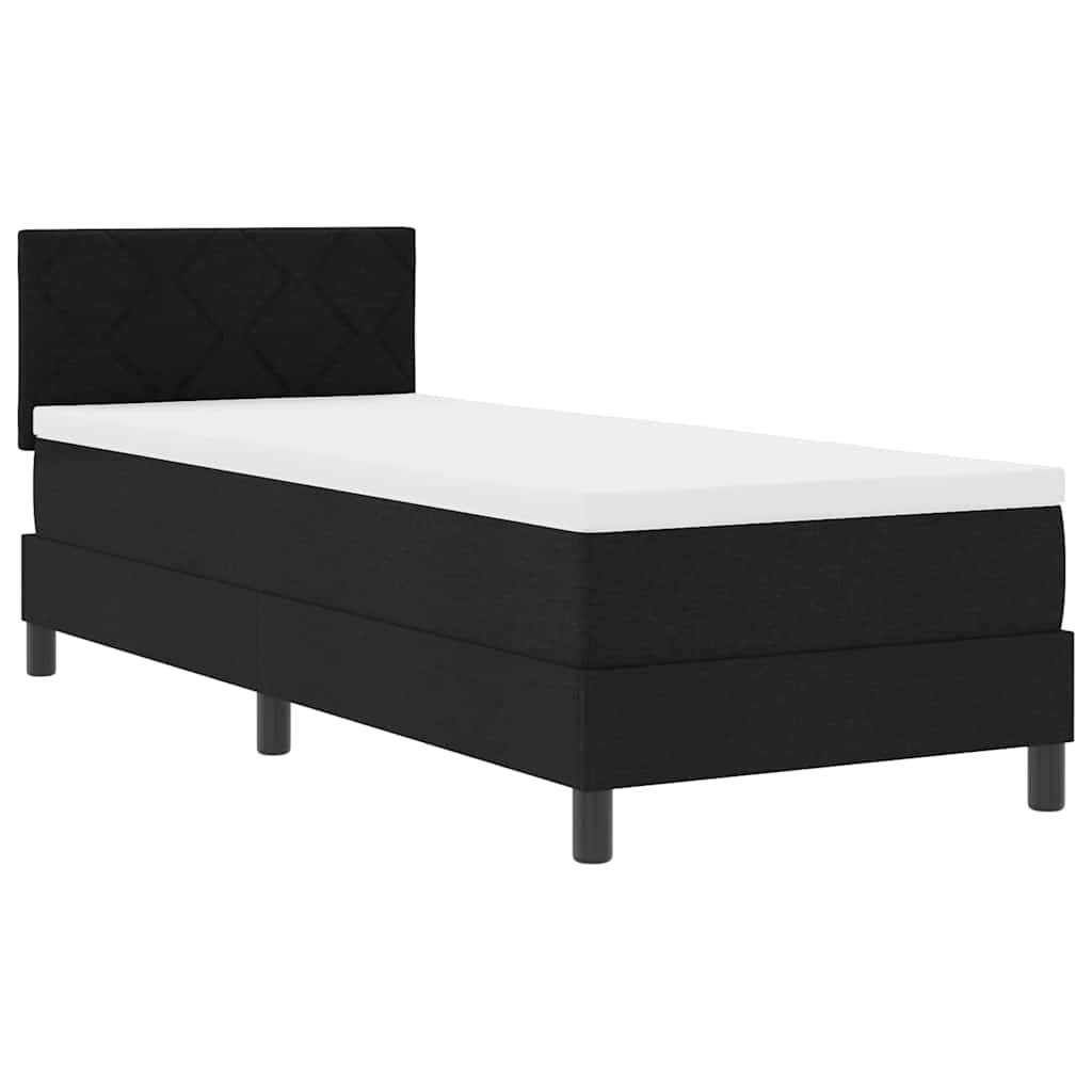 Lit à ressorts avec bandes LED Noir 80 x 200 cm tissu