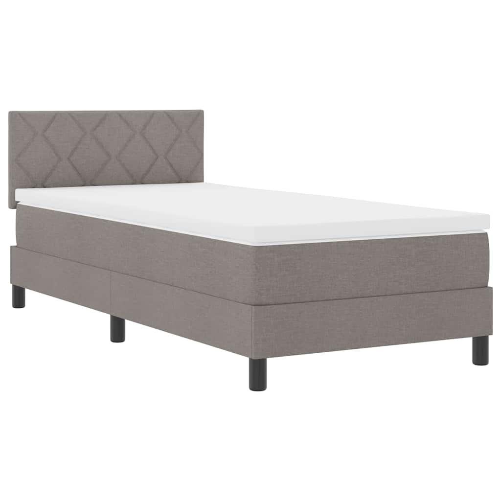 Lit à ressorts avec matelas Taupe 90 x 190 cm tissu - XIOS