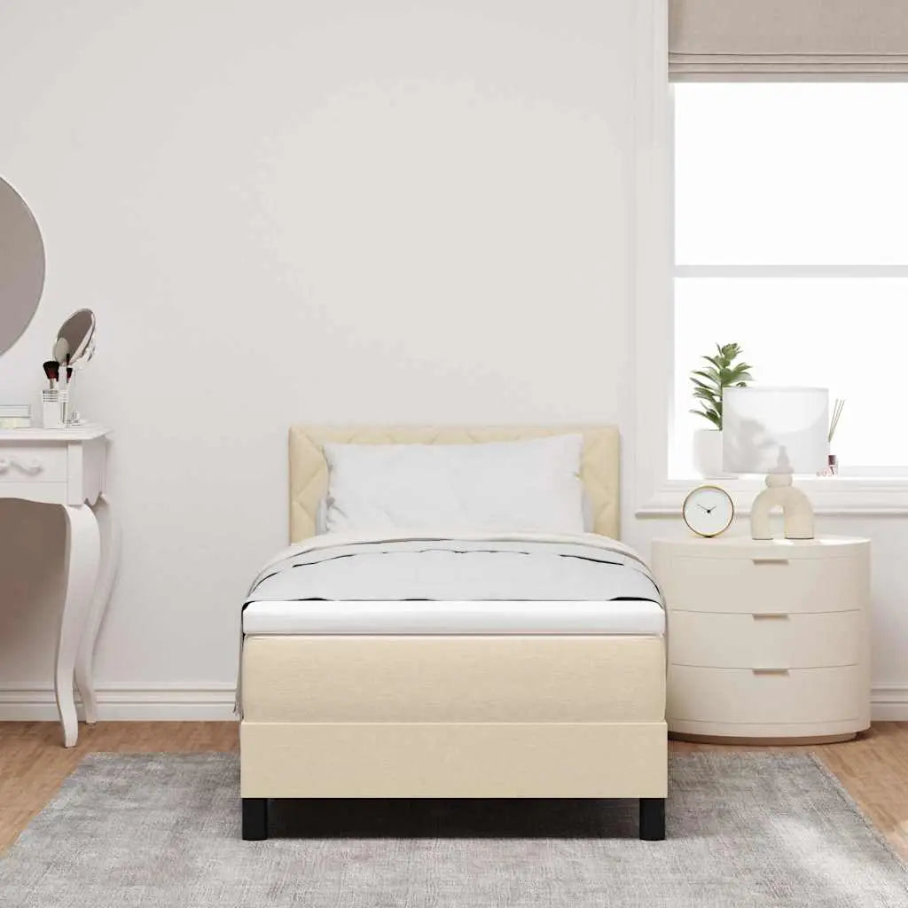 Lit à ressorts avec bandes LED Crème 90 x 190 cm tissu - XIOS