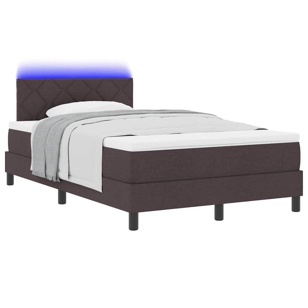 Lit à ressorts avec bandes LED Marron foncé 120 x 190 cm tissu - XIOS