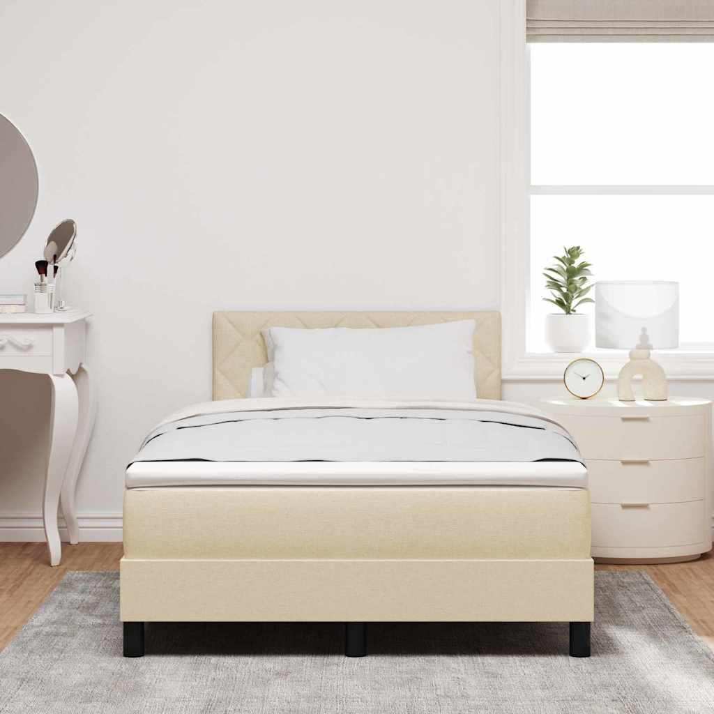 Lit à ressorts avec bandes LED Crème 120 x 190 cm tissu