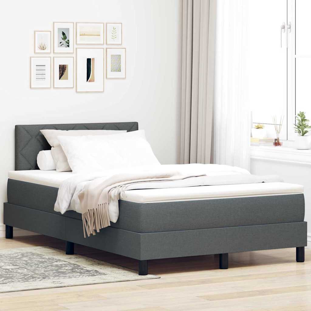 Lit à ressorts avec bandes LED Gris foncé 120 x 200 cm tissu - XIOS