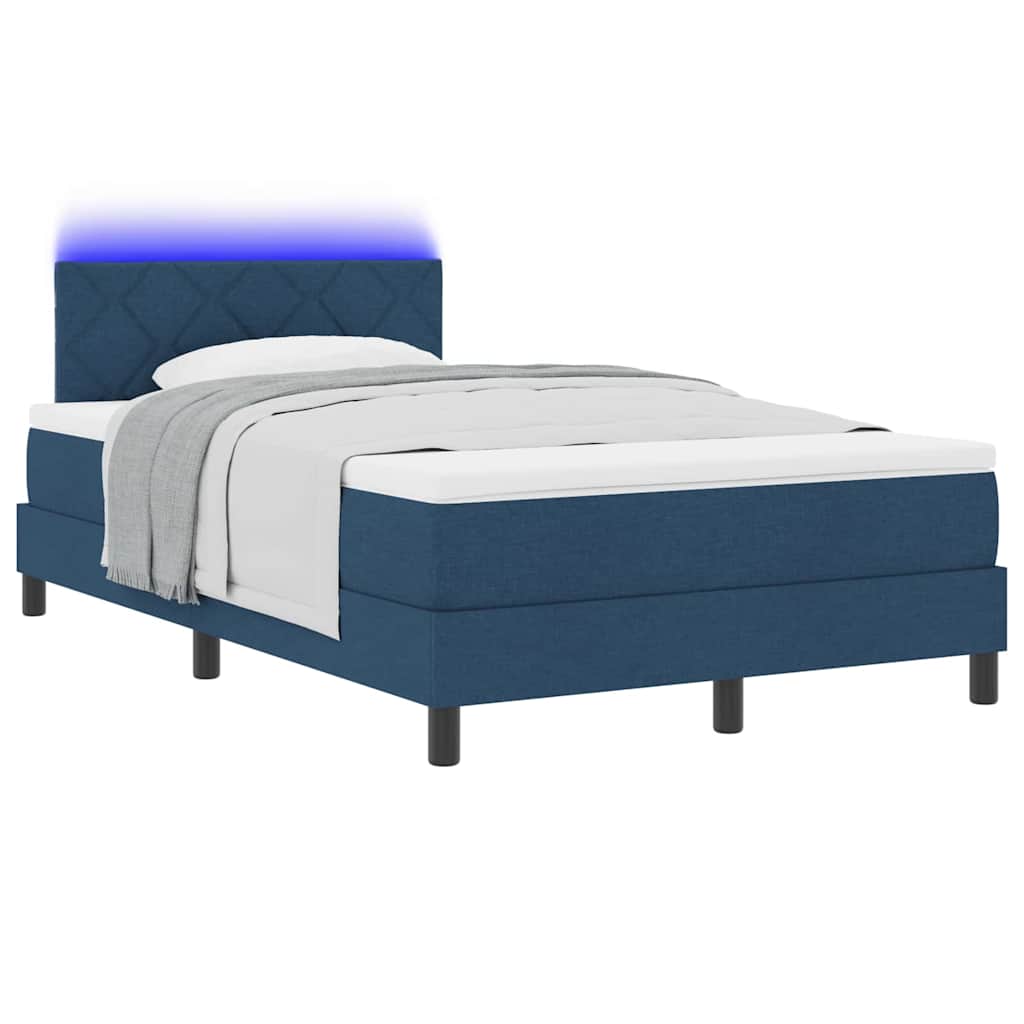 Lit à ressorts avec matelas Bleu 120 x 200 cm tissu - XIOS