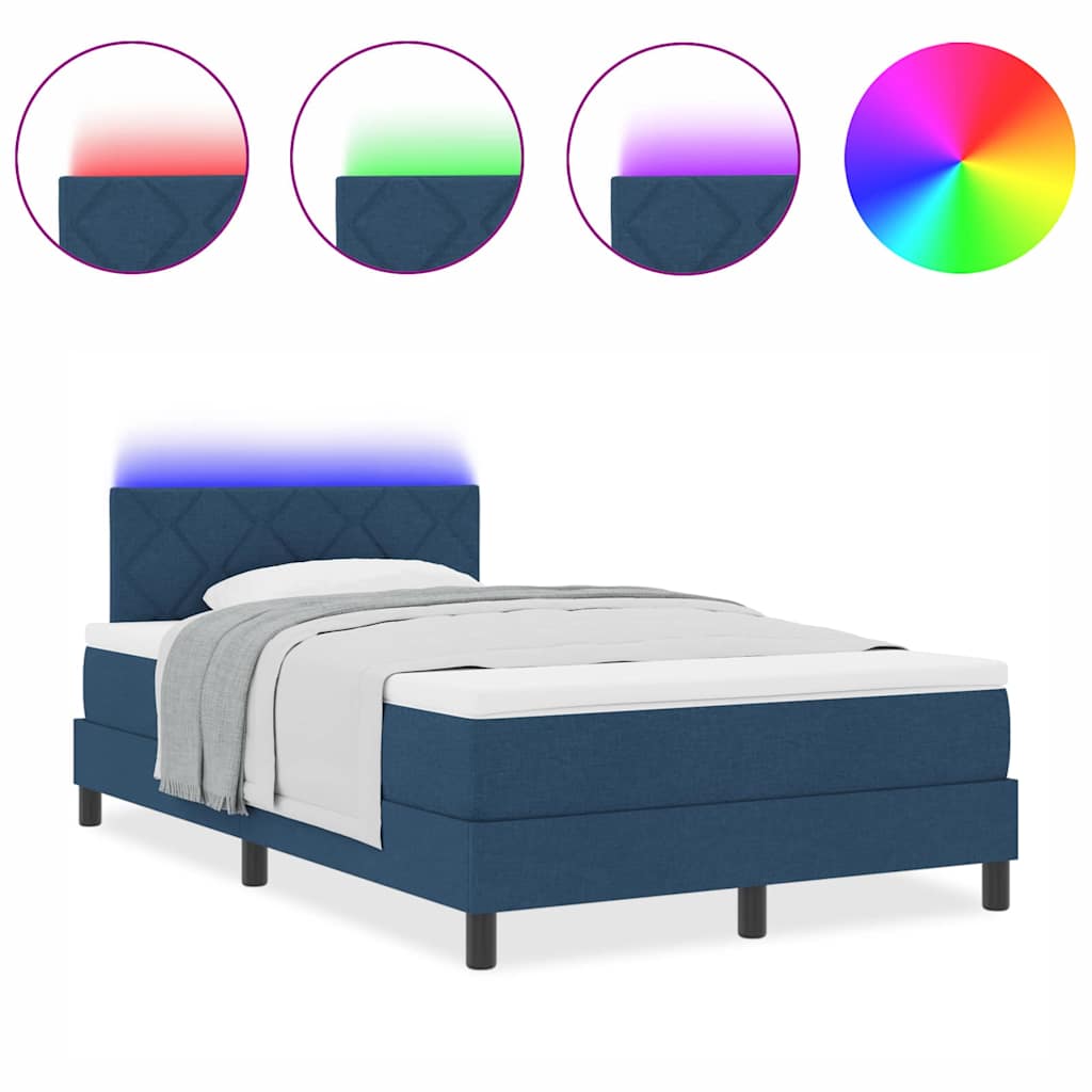 Lit à ressorts avec matelas Bleu 120 x 200 cm tissu - XIOS