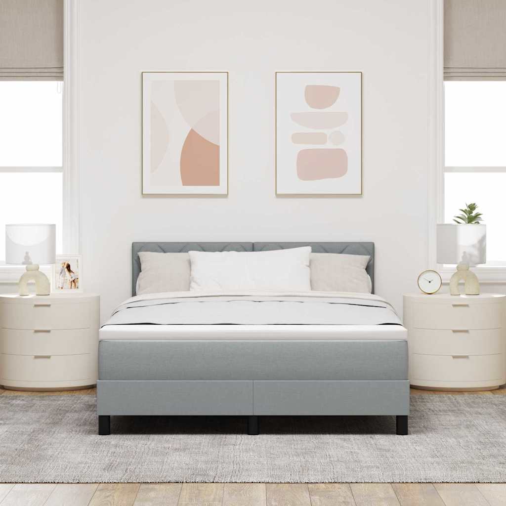 Lit à ressorts avec bandes LED Gris clair 140 x 190 cm tissu