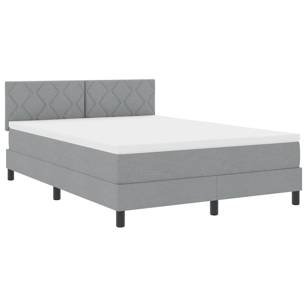 Lit à ressorts avec bandes LED Gris clair 140 x 190 cm tissu