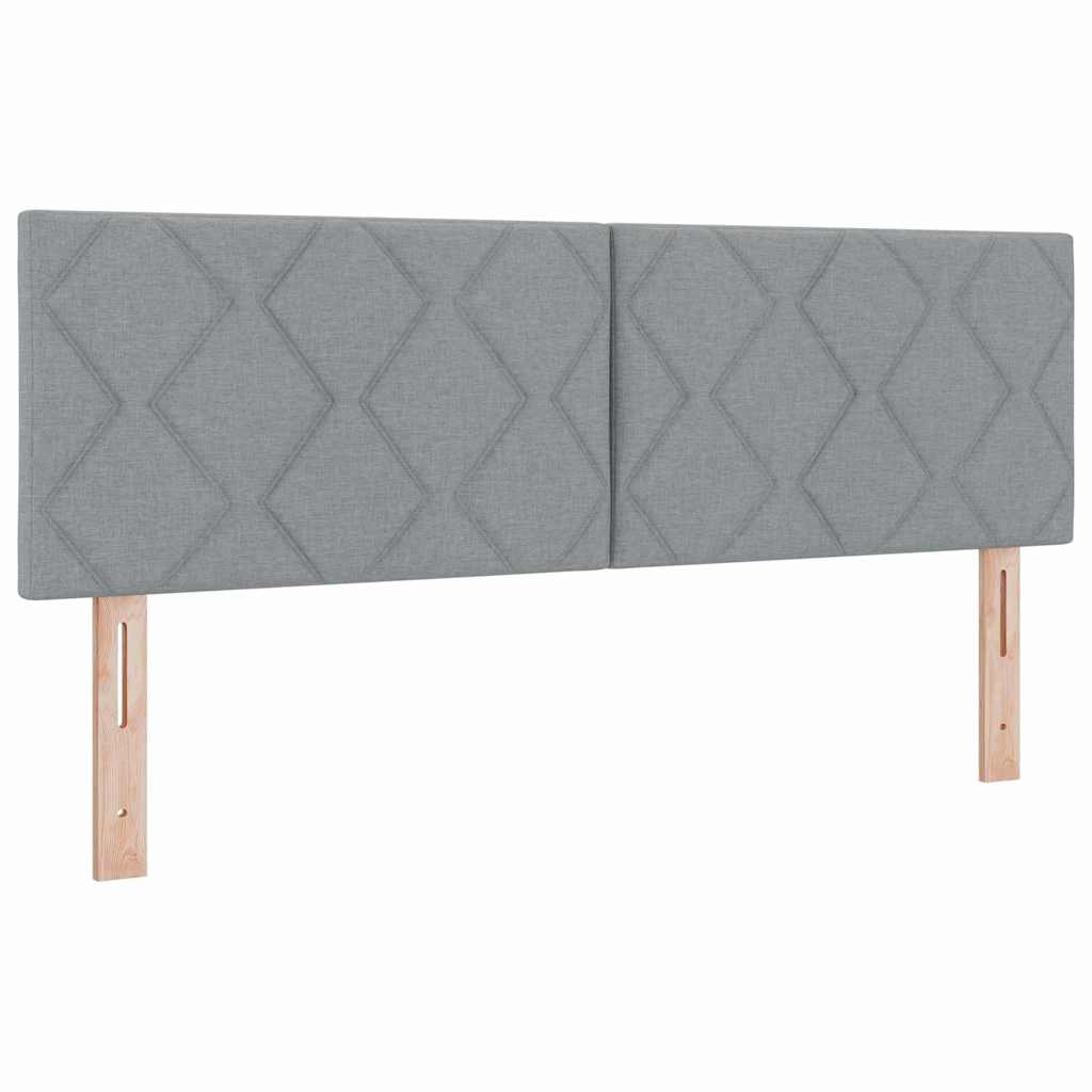 Lit à ressorts avec bandes LED Gris clair 140 x 190 cm tissu