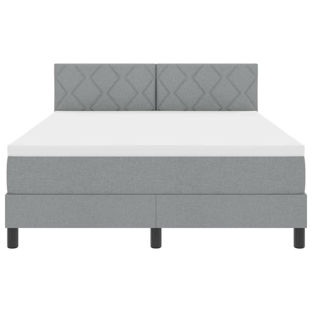Lit à ressorts avec bandes LED Gris clair 140 x 190 cm tissu