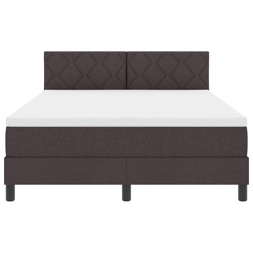 Lit à ressorts avec matelas Marron foncé 140 x 190 cm tissu - XIOS