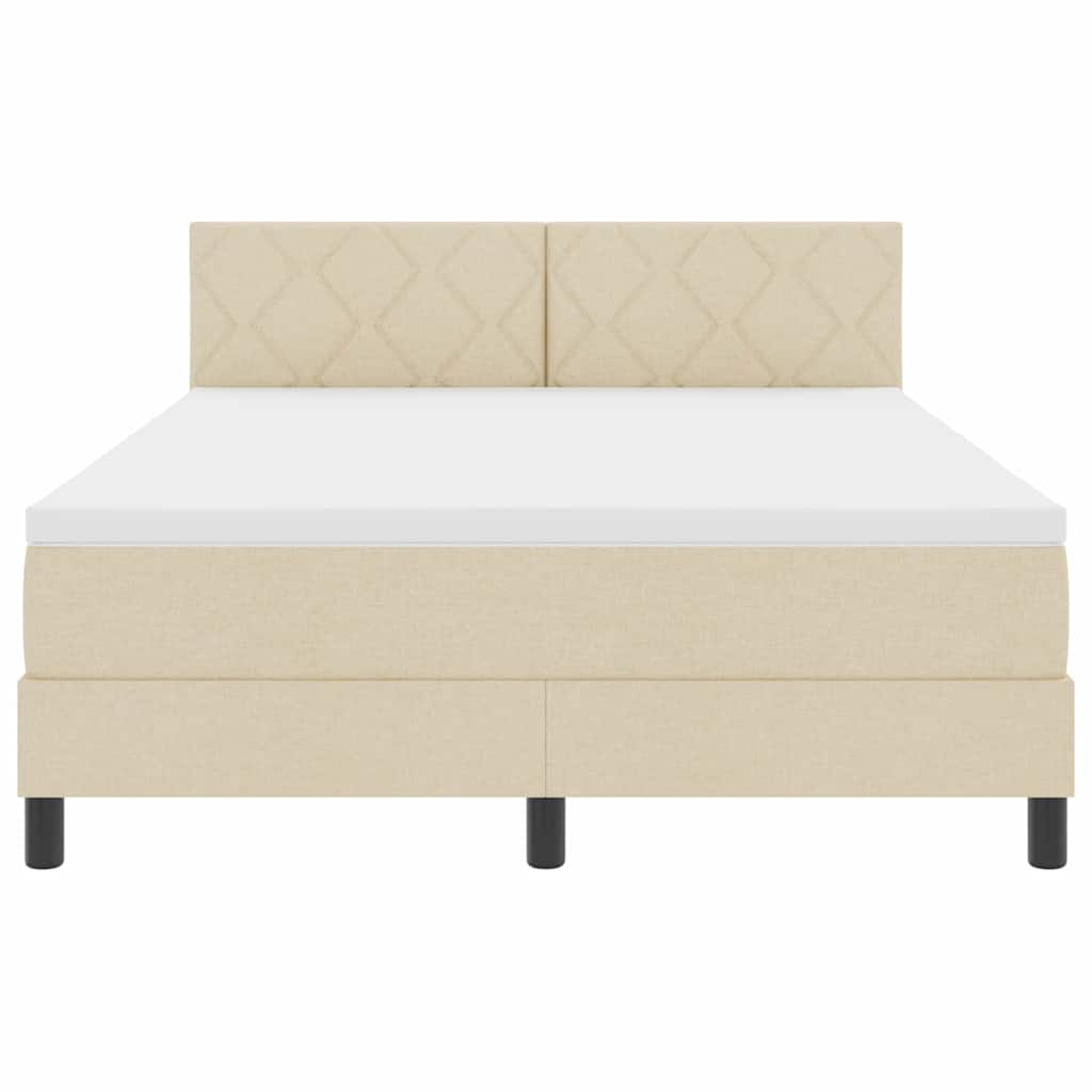 Lit à ressorts avec bandes LED Crème 140 x 190 cm tissu